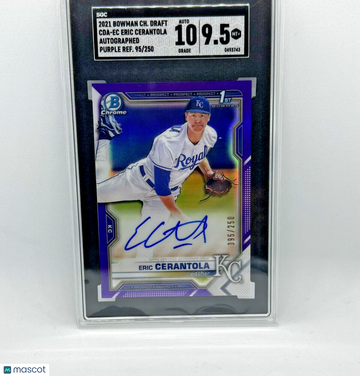 Eric Cerantola 2021 Bowman Chrome Draft Purple Refractor Auto/250 Royals SGC 9.5