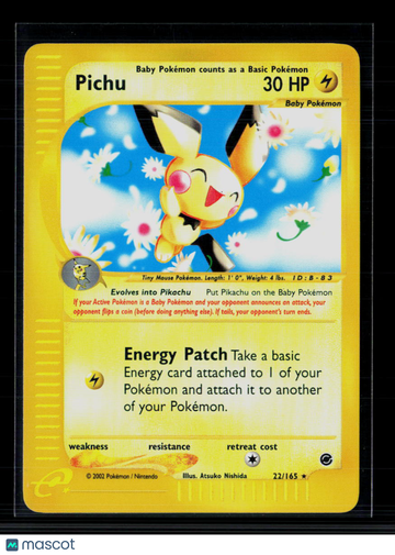 2002 Expedition Base Set Pichu Holo Rare #22/165