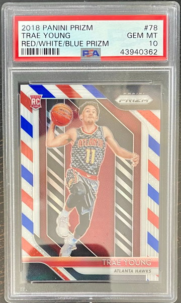 Trae Young 2018-19 Panini Prizm RC Red White & Blue PSA 10 GEM MINT