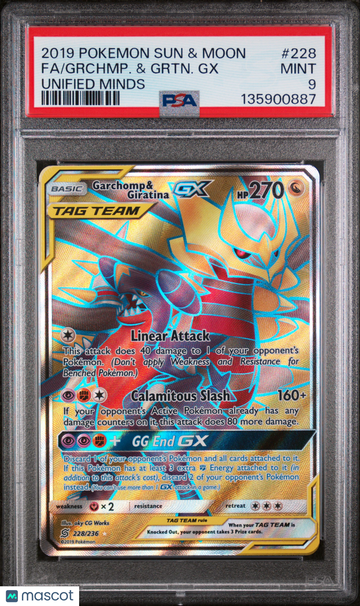 2019 Pokemon Sun & Moon Unified Minds Grchmp. & Grtn. GX Fa Unified Minds PSA 9 #228