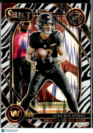 2025 Panini Select Prizm Luke McCaffrey #279 Zebra RC