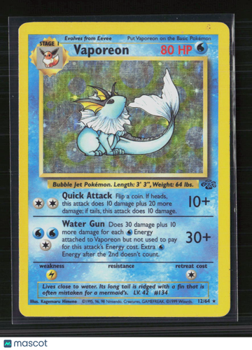 1999 Jungle Vaporeon Holo Rare #12/64