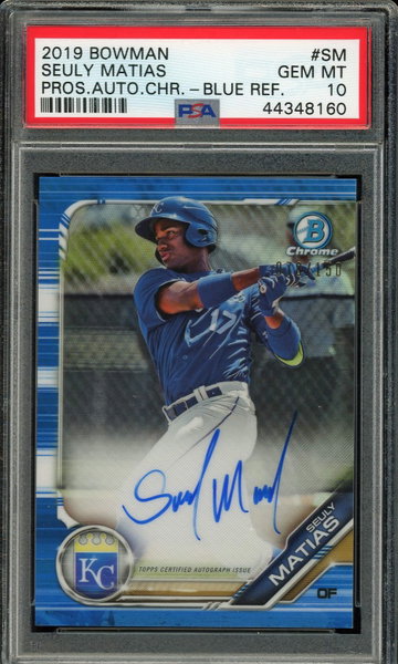 2019 Bowman Chrome Seuly Matias Blue Refractor Auto PSA 10