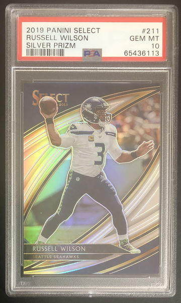 2019 Panini Select Field Level Silver Prizm Russell Wilson PSA Gem Mint 10 Pop 34