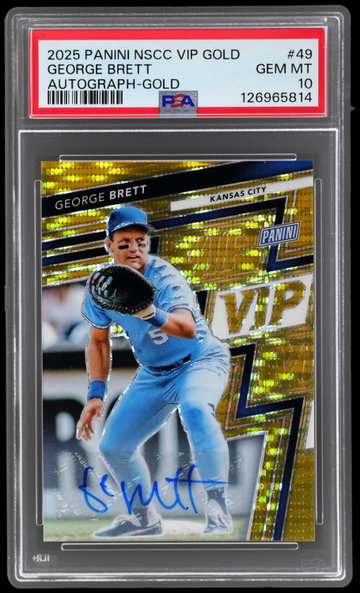 2025 Panini National Sports Collectors Convention Vip Gold George Brett Autograph Gold PSA 10