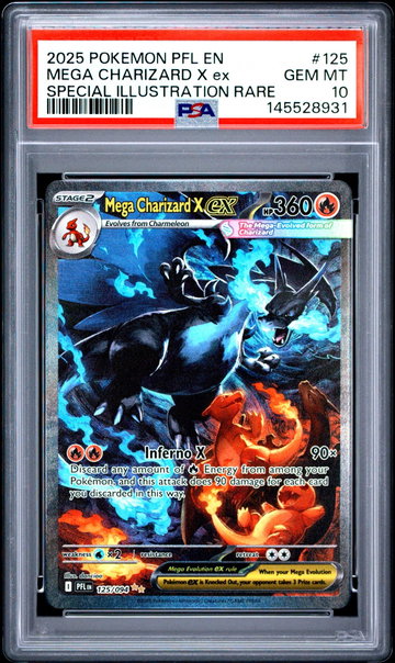 2025 Pokemon Mega Evolution Phantasmal Flames Special Illustration Rare Mega Charizard X Ex #125 PSA 10