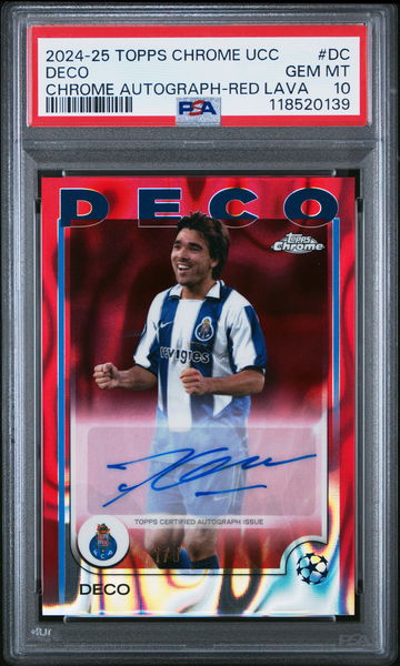 2024-25 TOPPS CHROME UEFA UCL AUTOGRAPHS DECO 1/5 RED LAVA #DC PSA 10