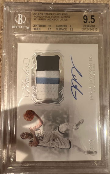 2018-2019 panini flawless horizontal patch auto Jaren Jackson jr /25 bgs 9.5
