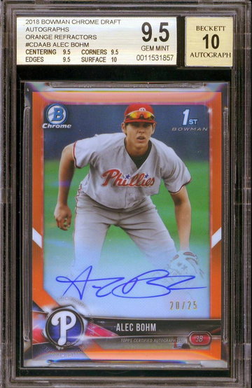 Alec Bohm Bowman Chrome Orange Refractor Auto 9.5