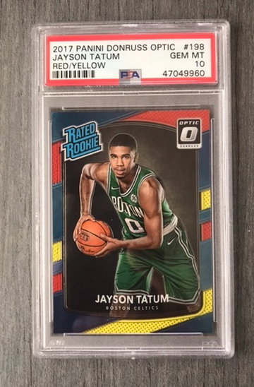 2017-18 optic red yellow Jayson Tatum Rookie PSA 10