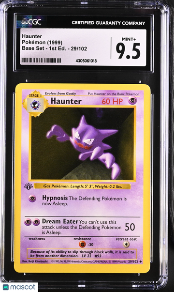 1999 Pokemon Base Set Haunter 29/102 1st Edition CGC 9.5 #29/102