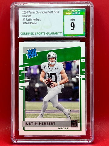 2020 Panini Chronicles Draft Picks Justin Herbert #4 RATED ROOKIE CSG 9