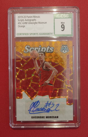 2019 Panini Mosaic Scripts Autographs Orange George Muresan Washington Bullets 