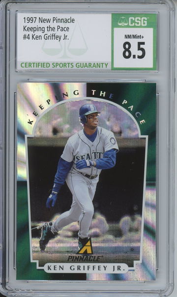 1997 New Pinnacle Ken Griffey Jr KEEPING THE PACE INSERT CSG 8.5 RARE