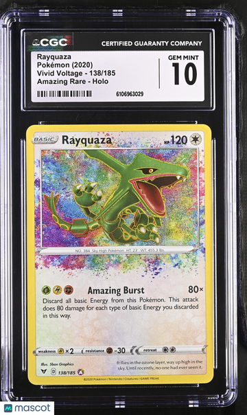 2020 Pokemon Vivid Voltage Rayquaza Holo Amazing Rare Amazing Rare CGC 10 #138/185