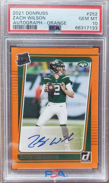 2021 Donruss Zach Wilson Rookie Auto Orange PSA 10