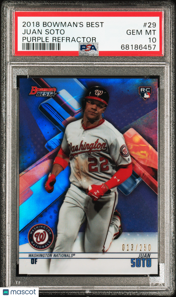 2018 Bowman's Best Juan Soto #29 Purple Refractor /250 PSA 10