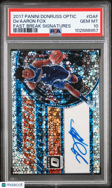 2017-18 Panini Donruss Optic Fast Break Signatures Auto De'aaron Fox #FB-DAF PSA 10