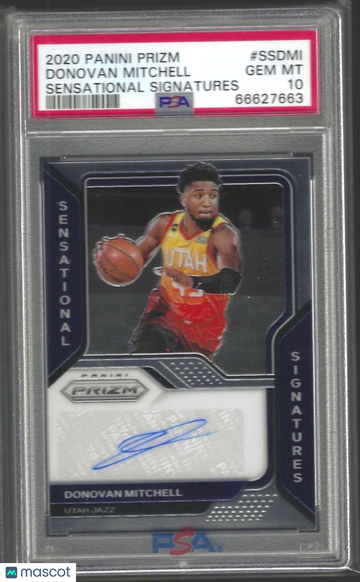 2020 Panini Prizm Sensational Signatures Donovan Mitchell #SSDMI PSA 10