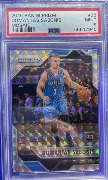 2016-17 Panini Prizm Mosaic Domantas Sabonis Rookie Silver RC PSA 9 Mint OKC
