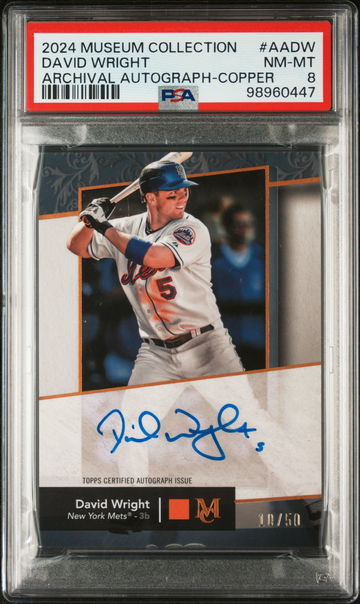 2024 Topps Museum Collection Archival Autographs Archival Autograph-Copper David Wright #AADW /50 PSA 8