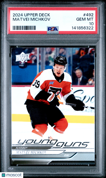 2024-25 Upper Deck Matvei Michkov #492 Young Guns Rookie PSA 10