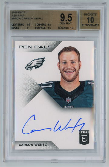 2016 Elite Pen Pals Auto Carson Wentz BGS 9.5 w 10 Auto