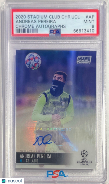 2020 Stadium Club Chrome UEFA Champions League Chrome Autographs Andreas Pereira #AP PSA 9