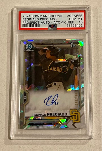 Reginald Preciado 2021 Bowman Chrome Auto Atomic Refractor #/100 PSA 10