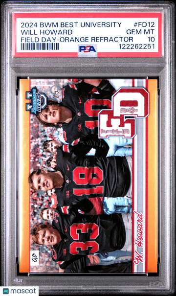 2024 Bowman Best University Field Day Will Howard #FD12 Orange Refractor /25 PSA 10