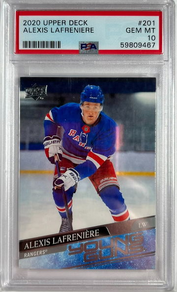 2020 Upper Deck Alexis Lafreniere Young Guns Rookie Card PSA 10 Gem Mint