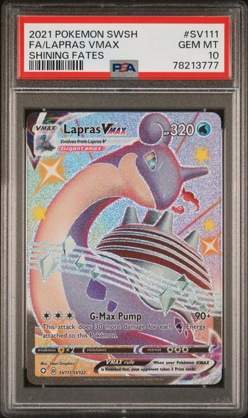2021 Pokemon Sword and Shield Shining Fates Shiny Vault Lapras Vmax #SV111 PSA 10