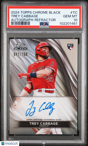 2024 Topps Chrome Black Autographs Trey Cabbage #TC Refractor /150 PSA 10