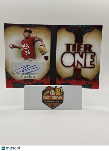 2026 Topps Tier One Chase Burns Red Die Cut Booklet Relic Auto ARBO-CB 06/25 Baseball Card