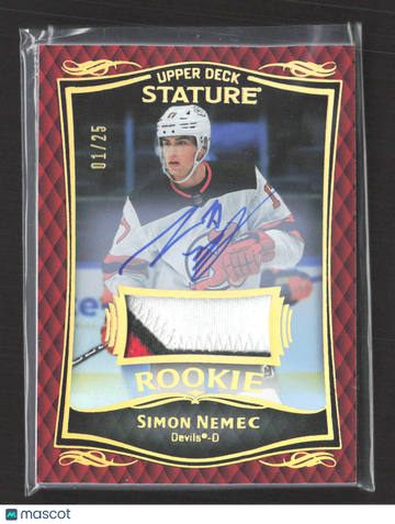 2025 Upper Deck Stature Simon Nemec #45 Auto Patch Red /25 Patch Memorabilia