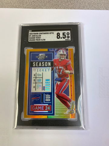 2020 Panini Contenders #7 Josh Allen Season Ticket Orange Prizm serial number 21/50