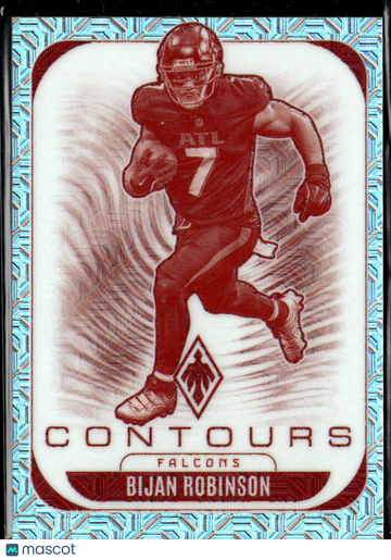 Bijan Robinson 2025 Panini Phoenix Football Contours Teal Lazer /75 Atlanta Falcons