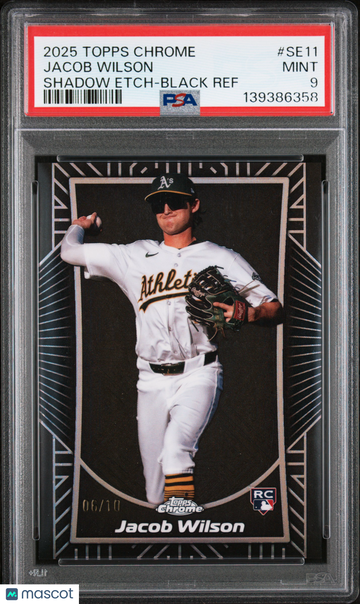 2025 Topps Chrome Shadow Etch Jacob Wilson #SE11 Black Ref /10 PSA 9