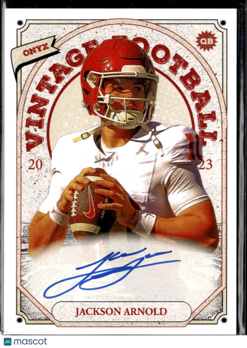 Jackson Arnold 2023 Onyx Vintage Football Auto Blue Ink Oklahoma Sooners