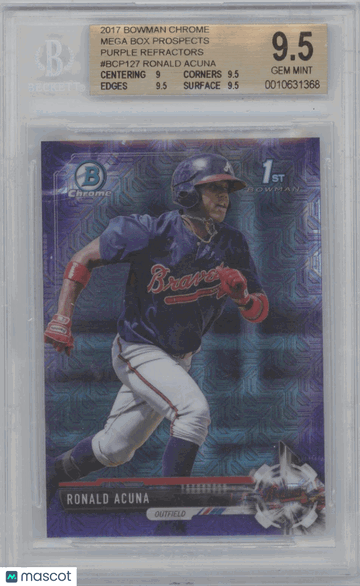 2017 Bowman Chrome Mega Box Prospects Purple Refractors Ronald Acuna #BCP127 /250 BGS 9.5