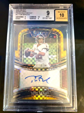 2020 Tom Brady Signatures Prizm Gold Die Cut Auto 2/5 BGS 9 Pop 1 