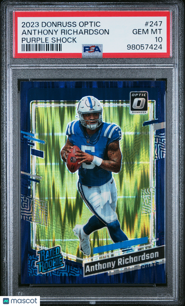 2023 Panini Donruss Optic Anthony Richardson #247 Purple Shock Rookie PSA 10