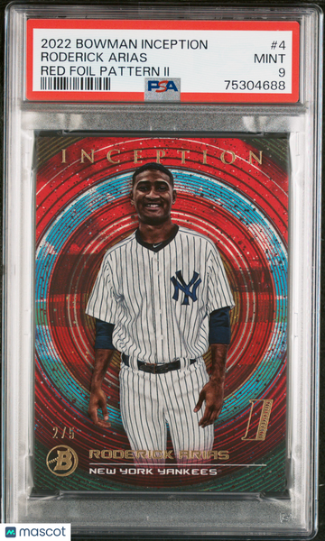 2022 Bowman Inception Roderick Arias #4 Red Foil Pattern II PSA 9