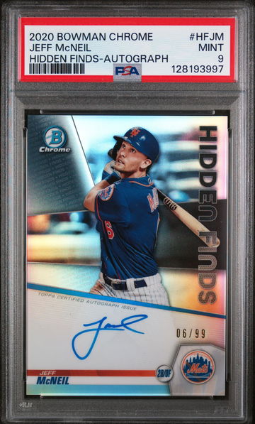 2020 Bowman Chrome Hidden Finds Autograph Jeff Mcneil #HFJM /99 PSA 9