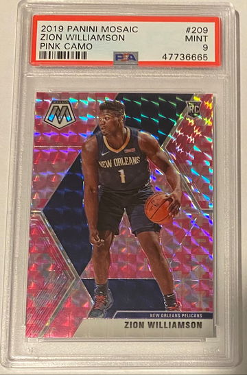 2019 Panini Mosaic Zion Williamson Rookie Pink Camo PSA 9