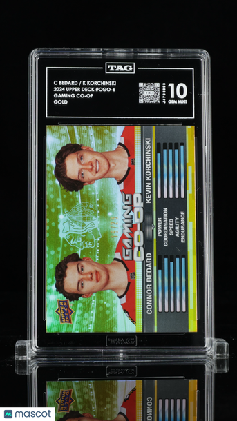 2024-25 Upper Deck Series 1 Gaming Co-Op Connor Bedard / Kevin Korchinski #CGO-6 Gold /25 Short Print Insert TAG 10