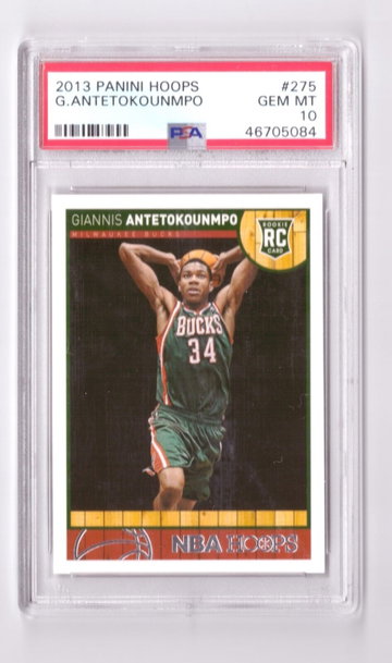 2013-14 Panini NBA Hoops Giannis Antetokounmpo #275 Rookie RC PSA 10