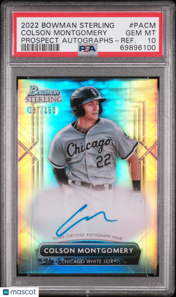 2022 Bowman Sterling Prospect Autographs Colson Montgomery #PACM Refractor /150 Autograph Parallel/Variety Rookie PSA 10
