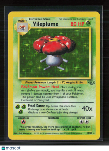 1999 Jungle Vileplume Holo Rare #15/64