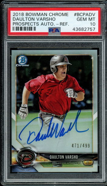 2018 Bowman Chrome Daulton Varsho Refractor Auto #'d 471/499 PSA 10 Gem Mint